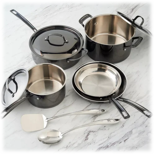 Cuisinart 8-Piece Micashine Cookware Set in Black Stainless Steel